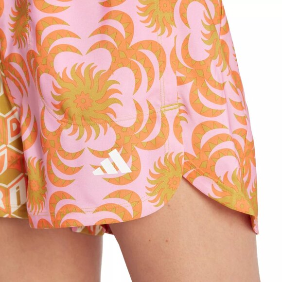 NWT FARM Rio x Adidas Logo Print Pacer Shorts Collab XL Pink Green Abstract - Picture 8 of 13